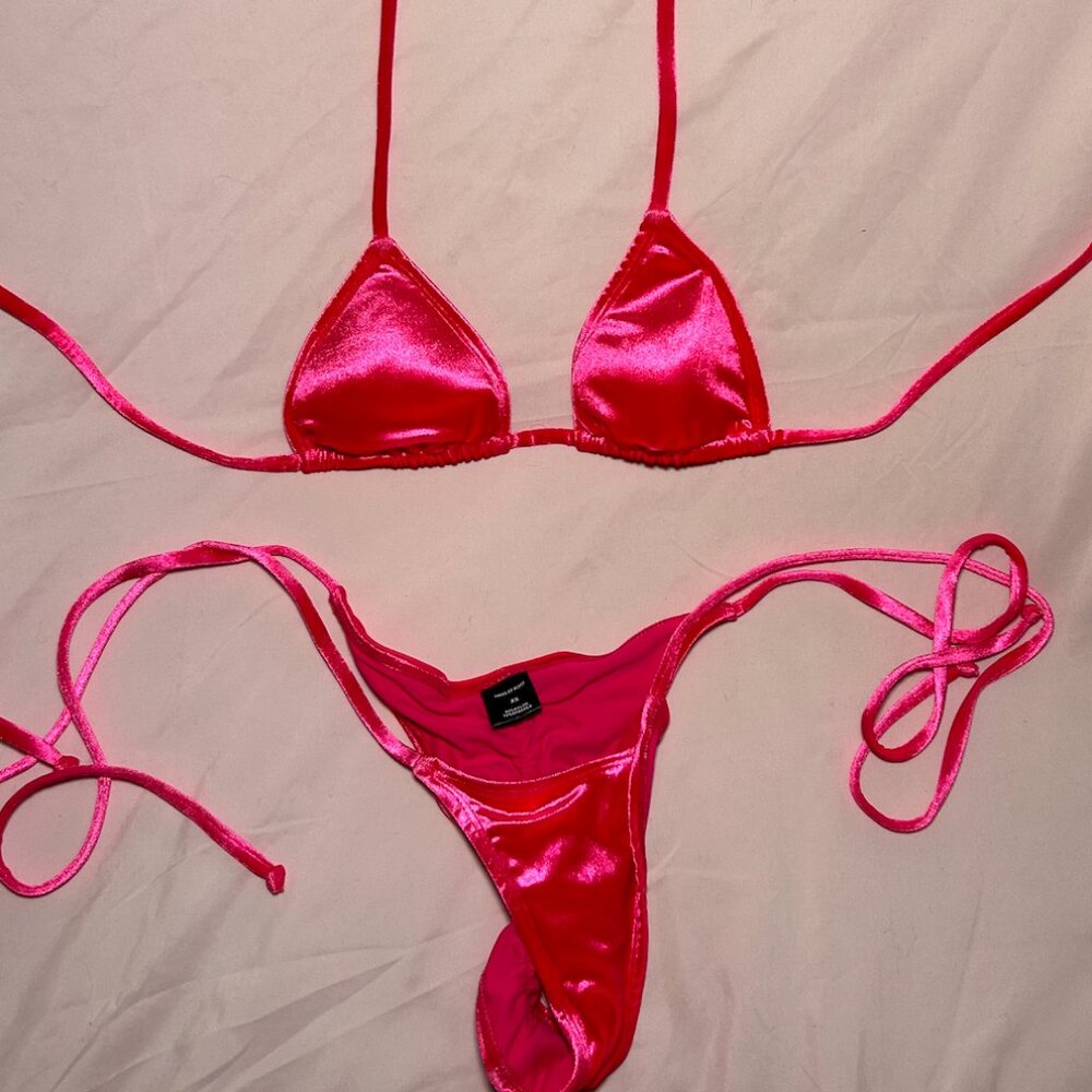 Hot Pink Velvet Bikini
